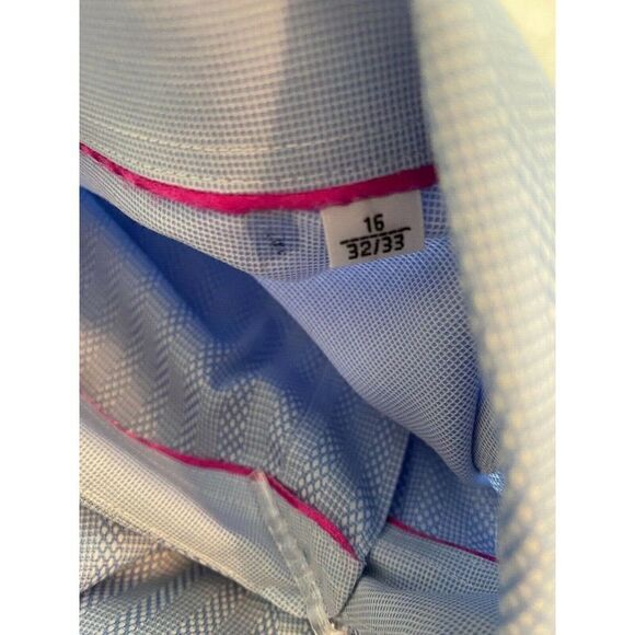 Bugatchi Uomo Mens Shirt Blue striped 16 32/33 - Picture 2 of 6